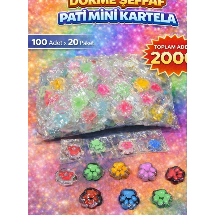 Toptan Dökme Şeffaf Pati Mini Sukuşi - 100 Adet Karışık Renkli Squishy Stres Oyuncağı