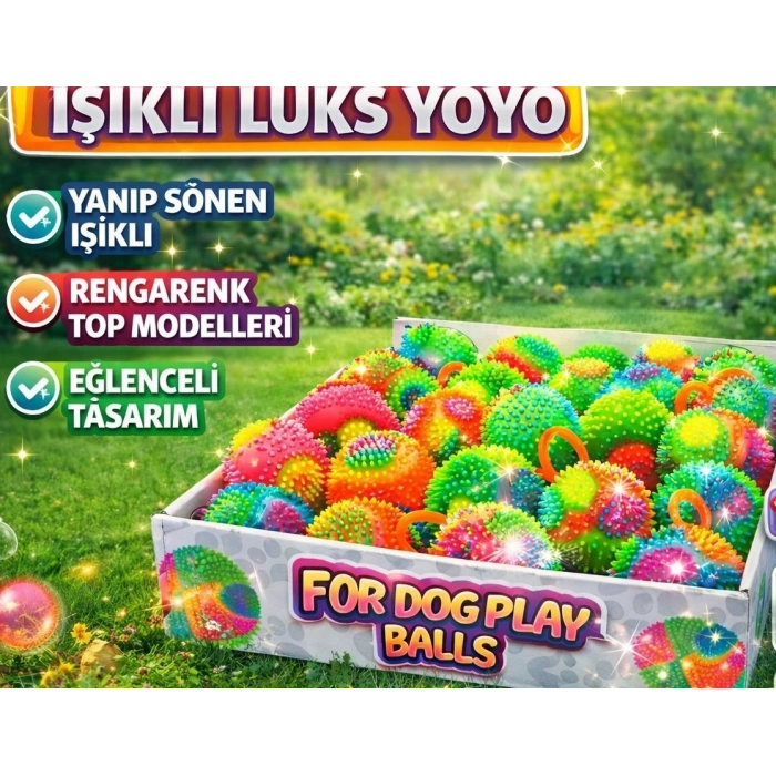 Toptan Işıklı Lüks Yoyo Kirpi Top - Parmak Halkalı Esnek Stres Oyuncağı (12li Set)