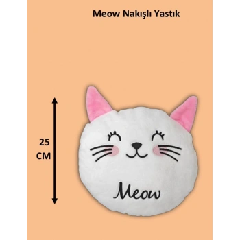 meow nakışlı yastık peluş 25 cm
