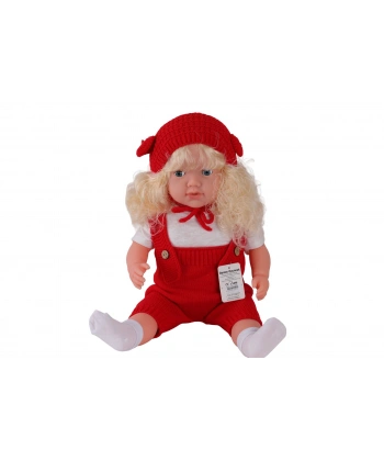 5214 60 CM TRİKOLU TULUMLU SAÇLI BÜYÜK BEBEK