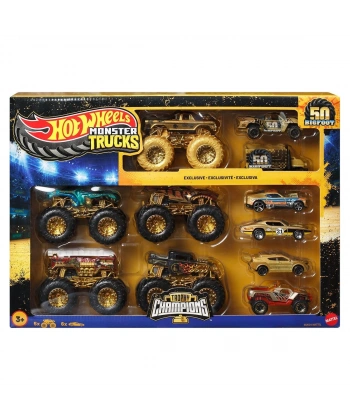JDW07 Hot Wheels Monster Trucks Bigfoot Trophy Şampiyonları Araba ve Kamyon Çokl