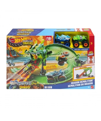 JFR06 Hot Wheels Monster Trucks  Sharks vs. Dinos Ejderha Yok Edici
