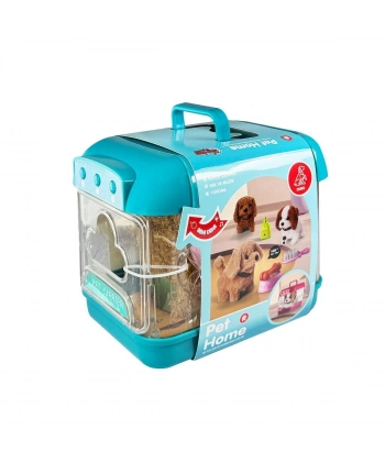 JND-6806 Hareketli Köpek ve Işıklı Sesli Şeffaf Kafes Seti -Vardem Oyuncak