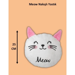 meow nakışlı yastık peluş 25 cm