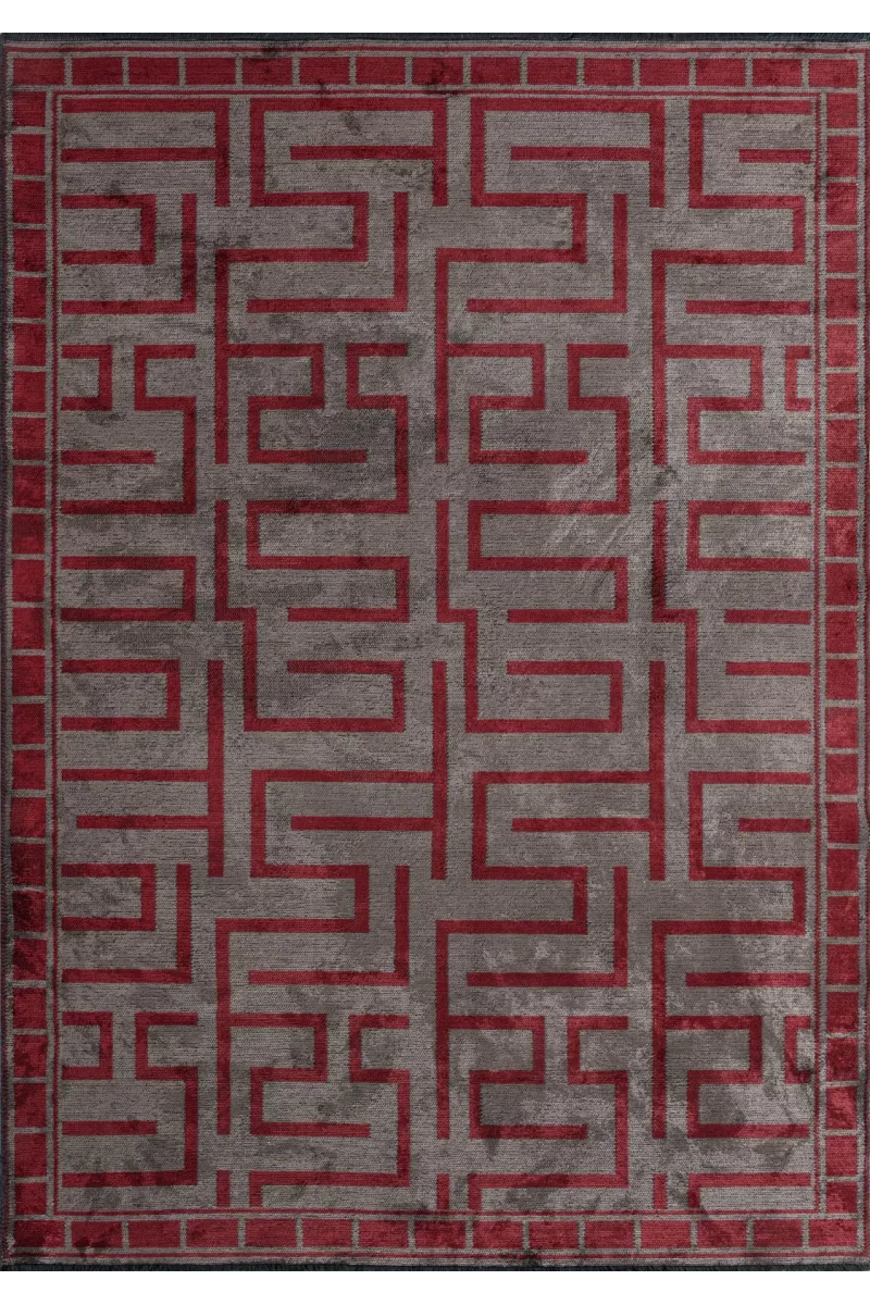 VG Smryna Kırmızı - Koyu Gri Halı