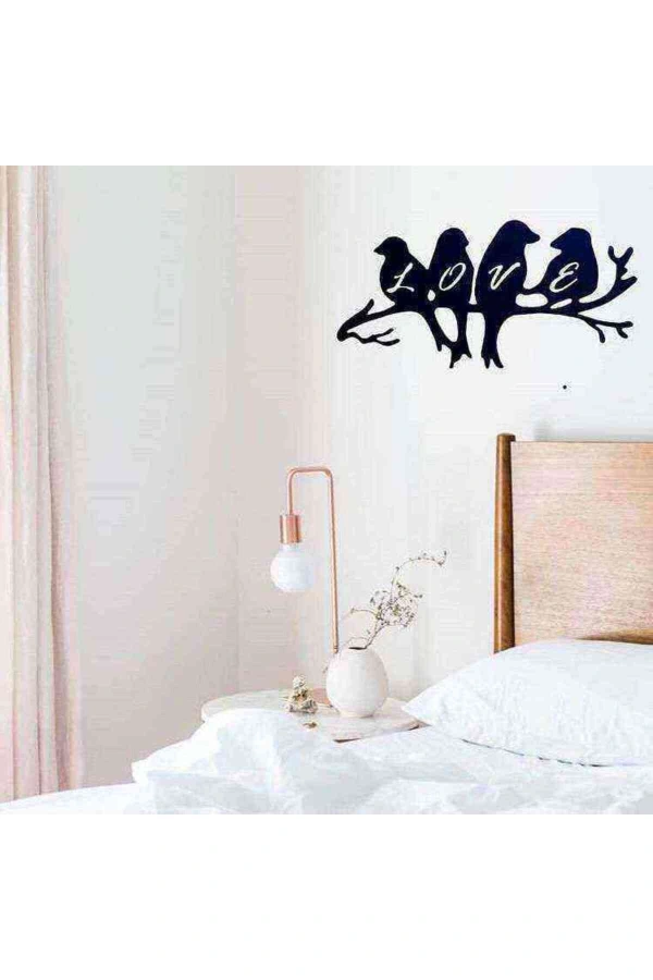 Dal Üstünde Kuşlar Love Mdf Tablo Wall Art