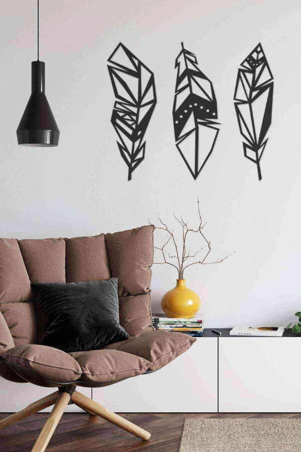 Yapraklar Figürlü Ahşap Lazer Duvar Dekoru Tablo Mdf