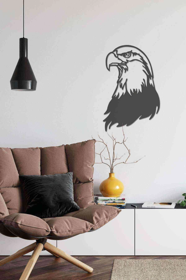 Kartal Figürlü Siyah Ahşap Lazer Duvar Dekoru Tablo Mdf