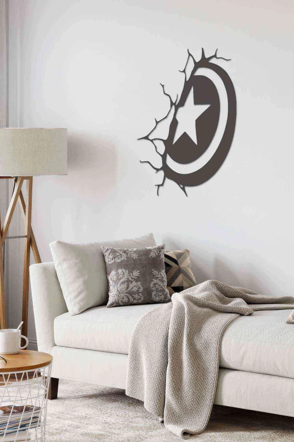 Kaptan Amerika Lazer Kesim Dekoratif Tablo Ahşap Duvar Süsü