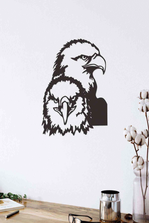 Kartal Çift Baş Figürlü 3d Mdf Tablo Evinize Ofisinize Yeni Tarz