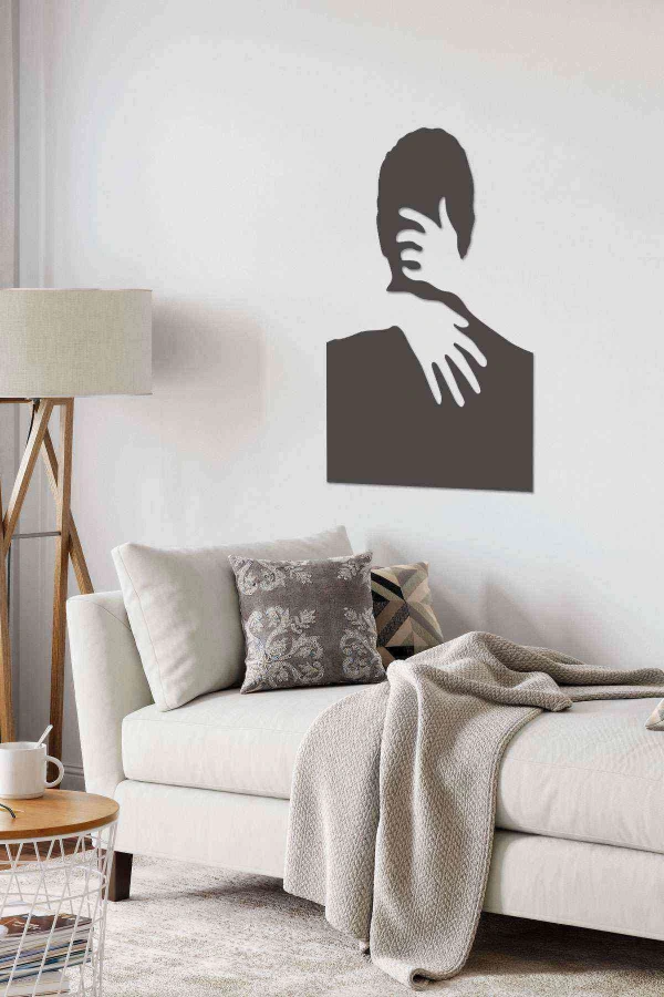 Erkek Sarılma Figürü 3d Mdf Tablo Evinize Ofisinize Yeni Tarz