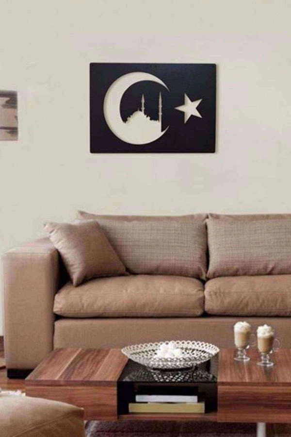 Ayyıldızlı Cami Silüeti 3d Mdf Tablo Evinize Ofisinize Yeni Tarz