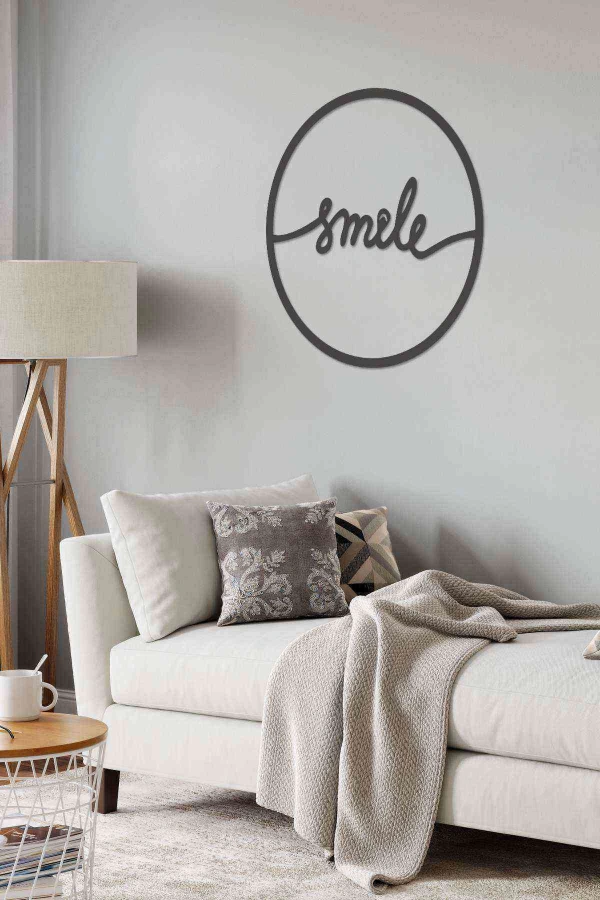 Smile Yuvarlak 3d Mdf Tablo Evinize Ofisinize Yeni Tarz Wall Art