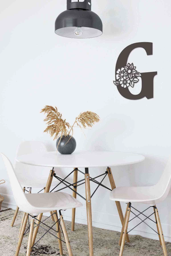 G Harfi Tag Duvar Tablosu Siyah Ahşap Lazer Mdf