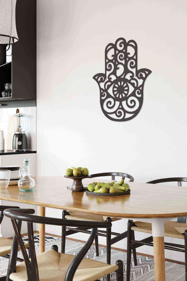 Fatma Ana Eli Dekoratif Duvar Tablosu Siyah Ahşap Lazer Mdf