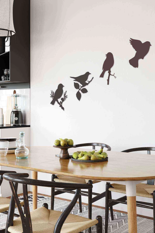 Dekoratif Modern Dörtlü Kuş Duvar SüsüYeni Duvar Dekoru