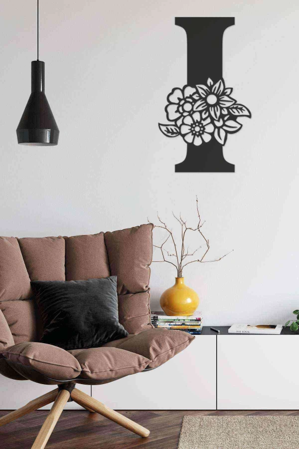 İ Harfi Tag Duvar Tablosu Siyah Ahşap Lazer Mdf