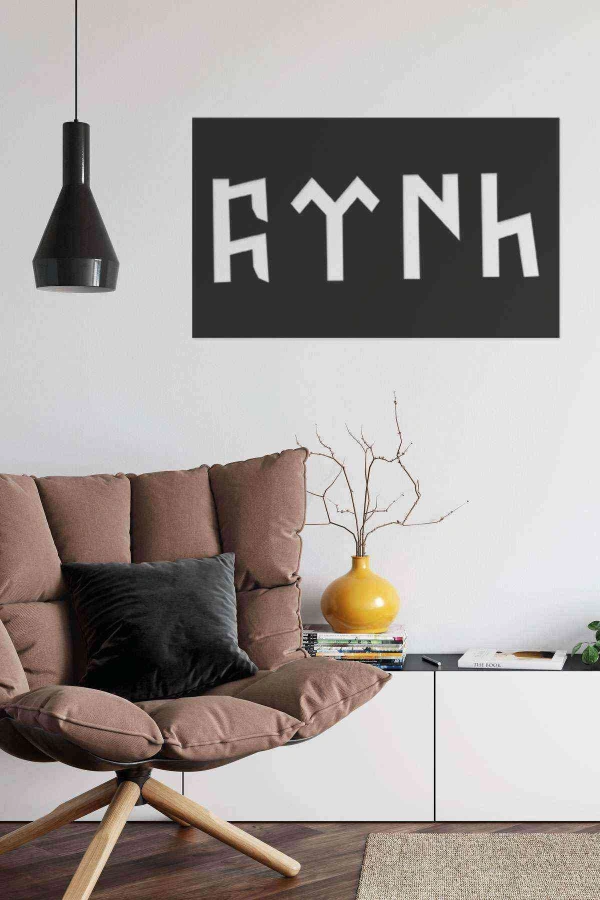 Göktürkçe Türk Yazı 3D Mdf Tablo Evinize Ofisinize Yeni Tarz Wall