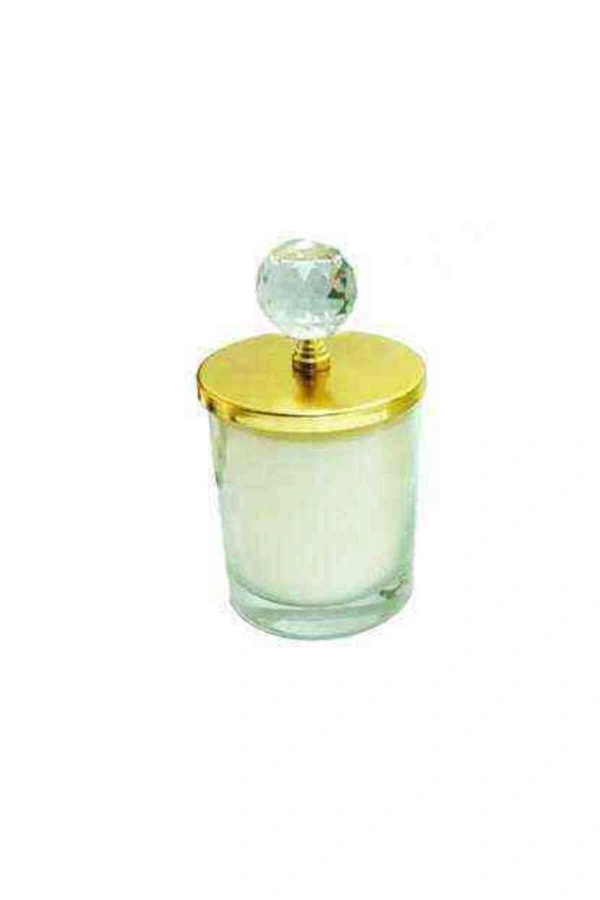 Kristal Kapaklı Mum ve Mumluk Gold 1 Adet