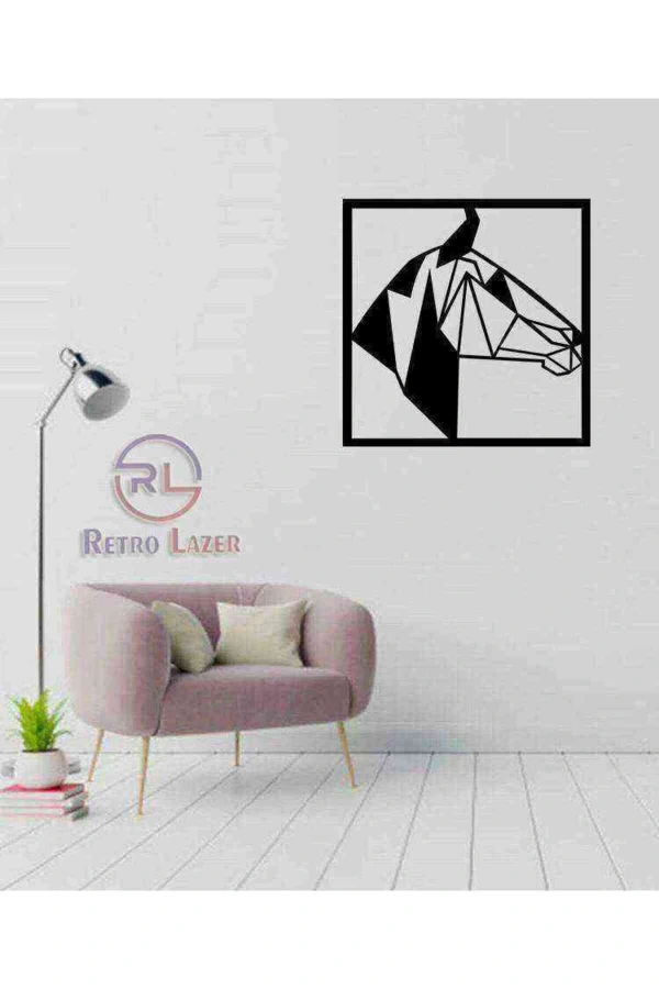 At Duvar Dekoru Tablosu Siyah Ahşap Lazer Mdf