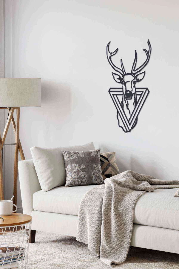 Geyik Yeni Duvar Dekoru Tablosu Siyah Ahşap Lazer Mdf