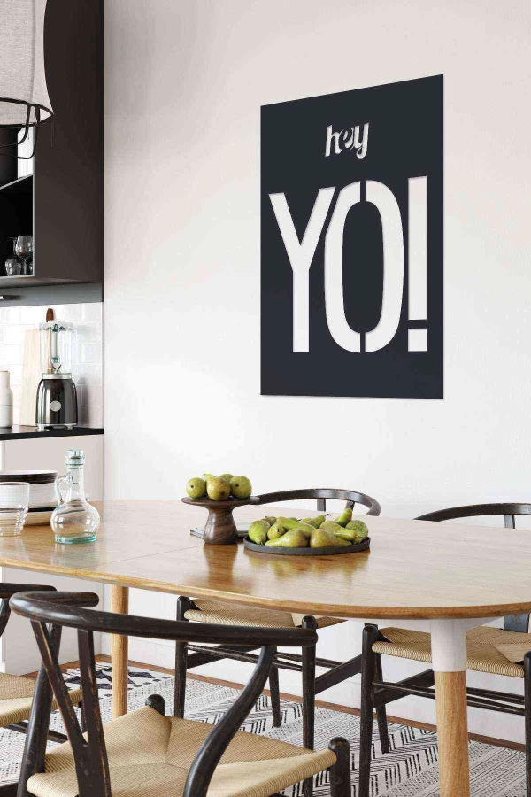 Hey Yo Duvar Dekoru Tablosu Siyah Ahşap Lazer Mdf