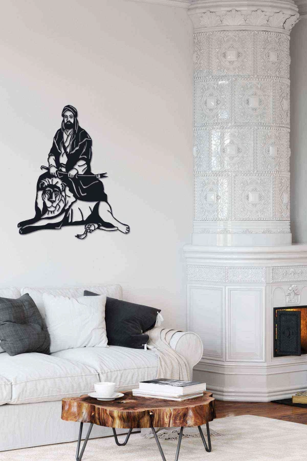 Hz Ali Aslan Duvar Dekoru Tablo Siyah Ahşap Mdf