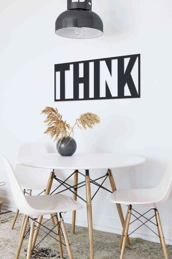 Think Figürü Duvar Dekoru Tablosu Siyah Ahşap Lazer Mdf