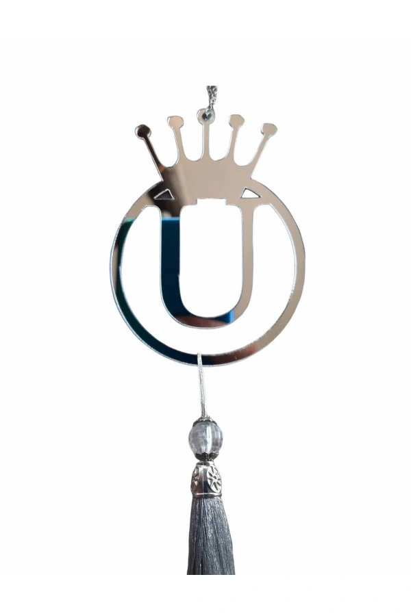 U Yazılı Ayna Pleksi Araba Dikiz Aynası Süsü Gümüş