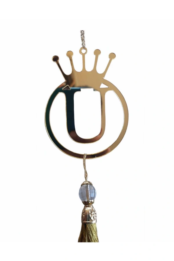 U Yazılı Ayna Pleksi Araba Dikiz Aynası Süsü Gold