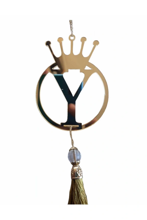 Y Yazılı Ayna Pleksi Araba Dikiz Aynası Süsü Gold