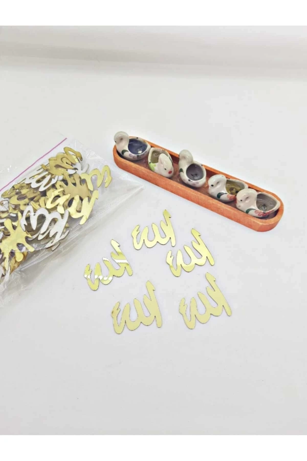 Pleksi Allahlafzı Dekoru Gold 4 Cm 100 Adet