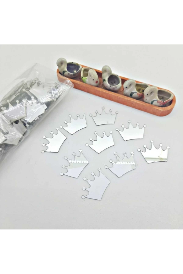 Pleksi Kraltacı Dekoru Gümüş 3 Cm 100 Adet
