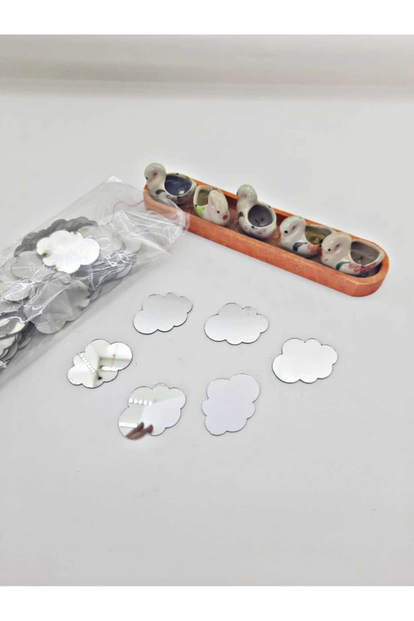 Pleksi Bulut Dekoru Gümüş 3 Cm 100 Adet