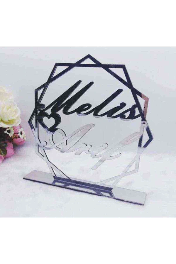 25x25 Cm Pleksi Isimlik Masa Üstü Isim Ayna Isimlik Söz Nişan
