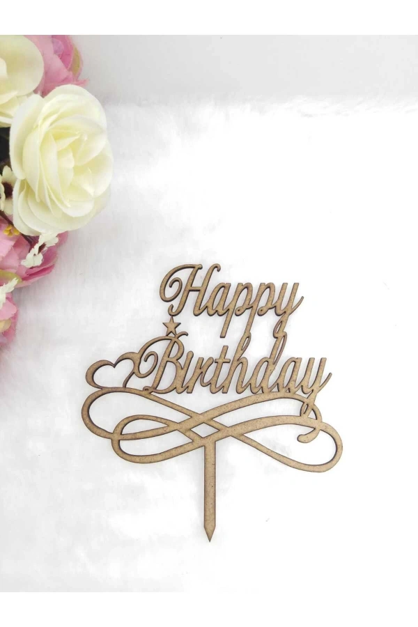 Happy Birthday Pasta Süsü Ahşap 15x15 cm