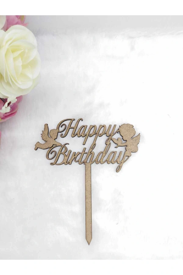 Happy Birthday Pasta Süsü Ahşap 15x15 cm