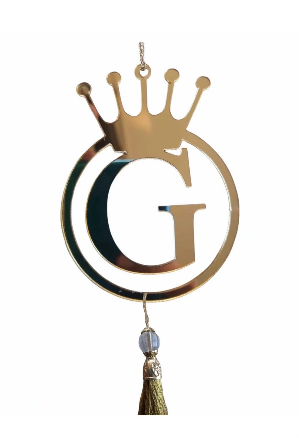 G Yazılı Ayna Pleksi Araba Dikiz Aynası Süsü Gold