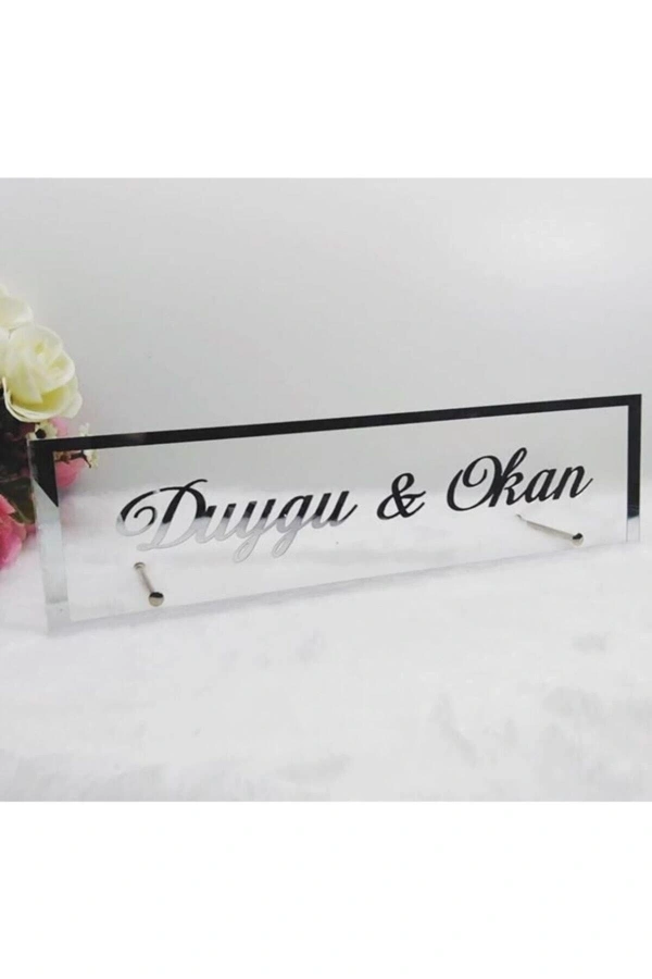 40x10 Cm Pleksi Isimlik Masa Üstü Isim Ayna Isimlik Söz Nişan Ofis Konsept Hediyelik Dekoratif Ürün