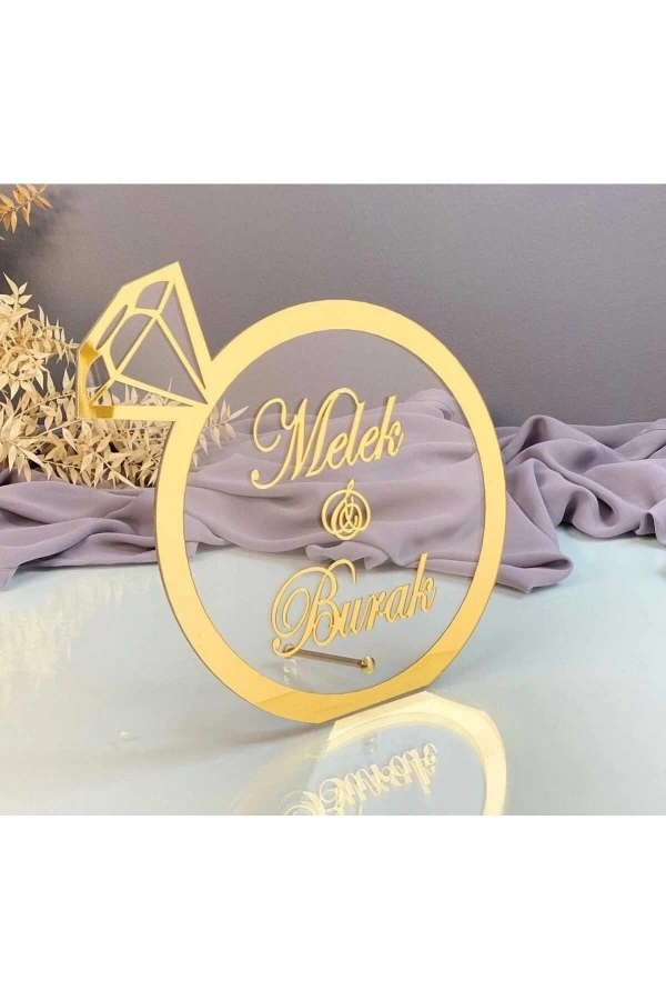 30X30 CM TEKTAŞ MASAÜSTÜ PLEKSİ İSİMLİK SÖZ NİŞAN KINA GOLD