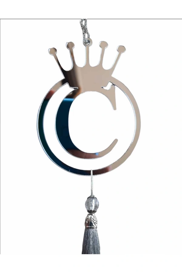 C Yazılı Ayna Pleksi Araba Dikiz Aynası Süsü Gümüş