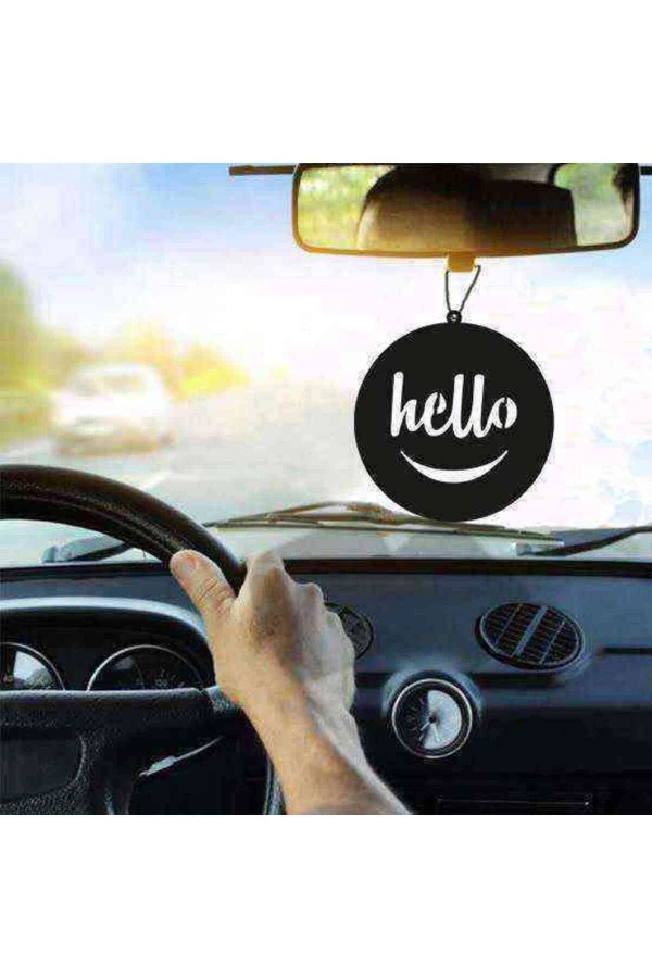 Araba Süsü Hello Dikiz Aynası Süsü Ahşap