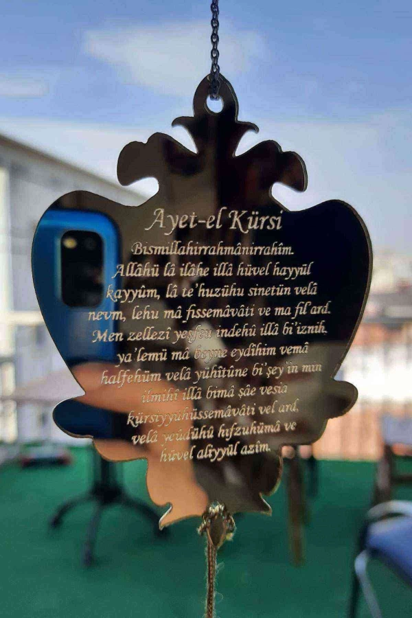 Pleksi Araba Dikiz Aynası Süsü Ayetli A5 Gold