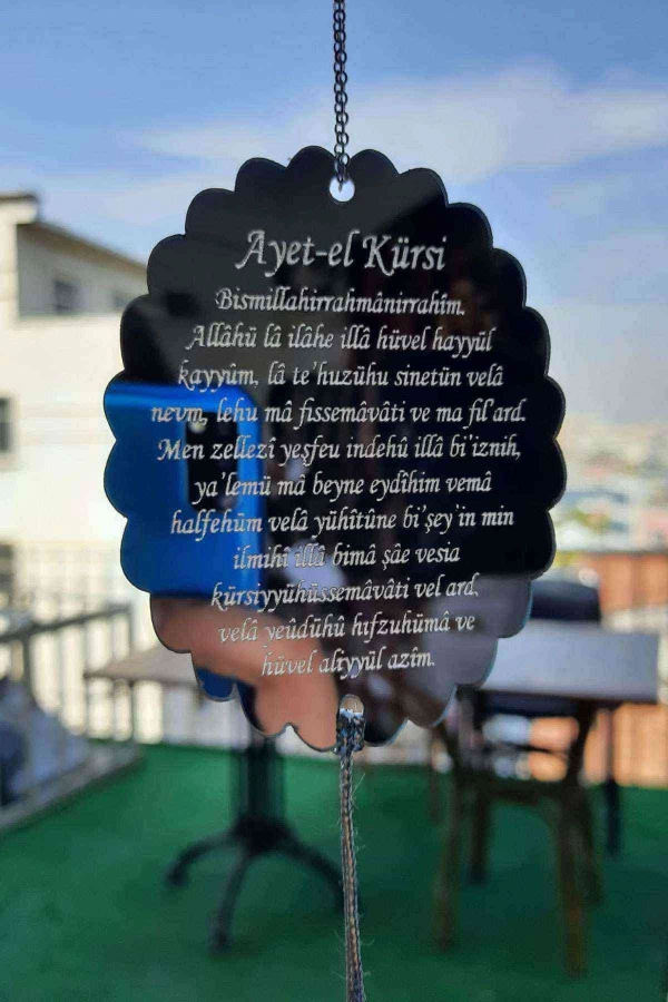 Pleksi Araba Dikiz Aynası Süsü Ayetli A7 Gümüş