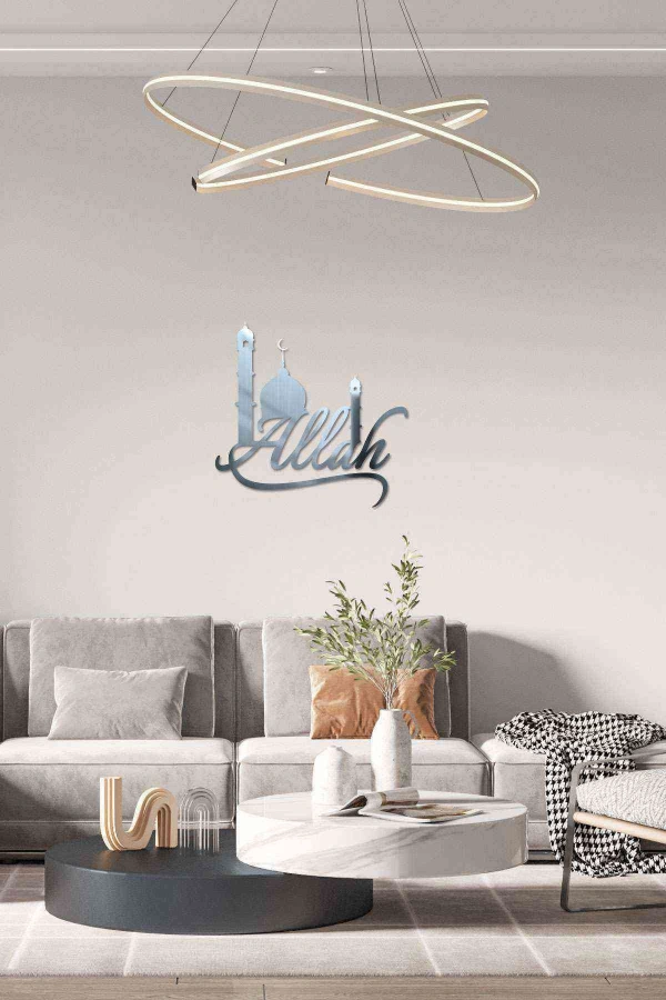Allah Ve Cami Duvar Dekoru Aynalı Tablo Dekoratif