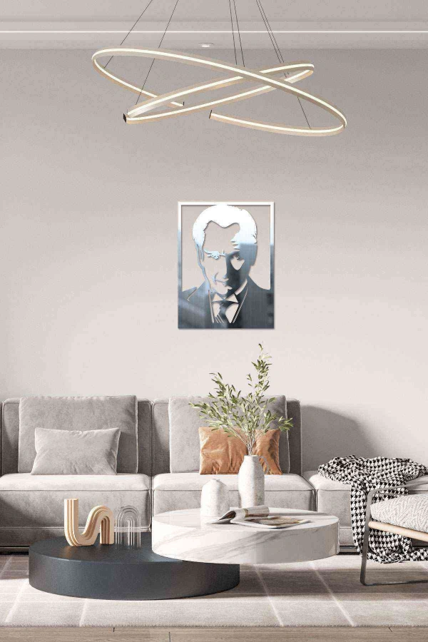 Atatürk Figürü Duvar Dekoru Ayna Görünümlü Tablo Dekoratif