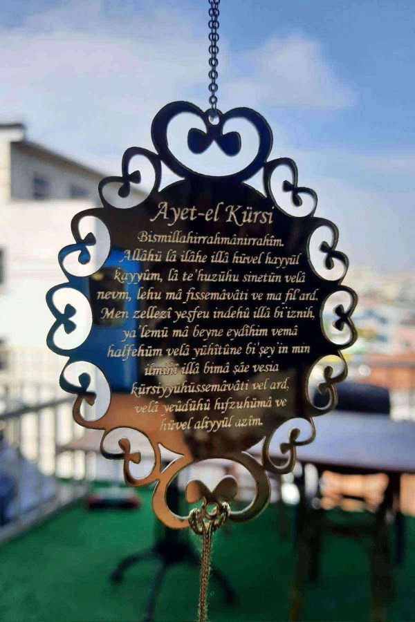 Pleksi Araba Dikiz Aynası Süsü Ayetli A2 Gold