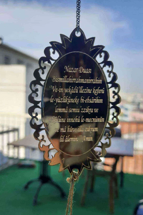 Pleksi Araba Dikiz Aynası Süsü Ayetli A3 Gold