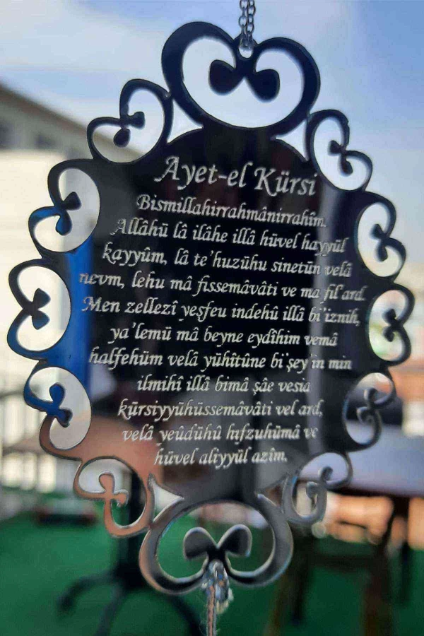 Pleksi Araba Dikiz Aynası Süsü Ayetli A1 Gümüş