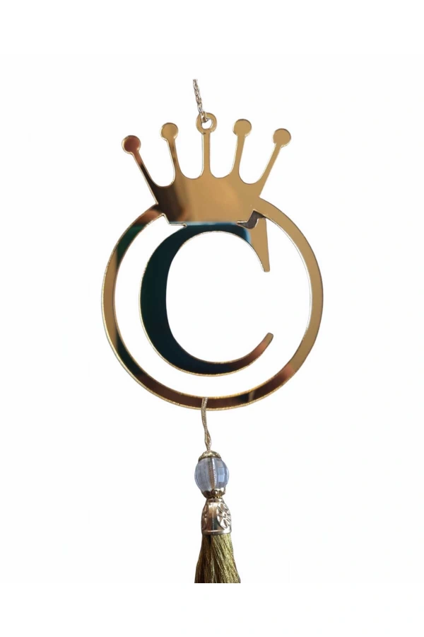 C Yazılı Ayna Pleksi Araba Dikiz Aynası Süsü GOLD